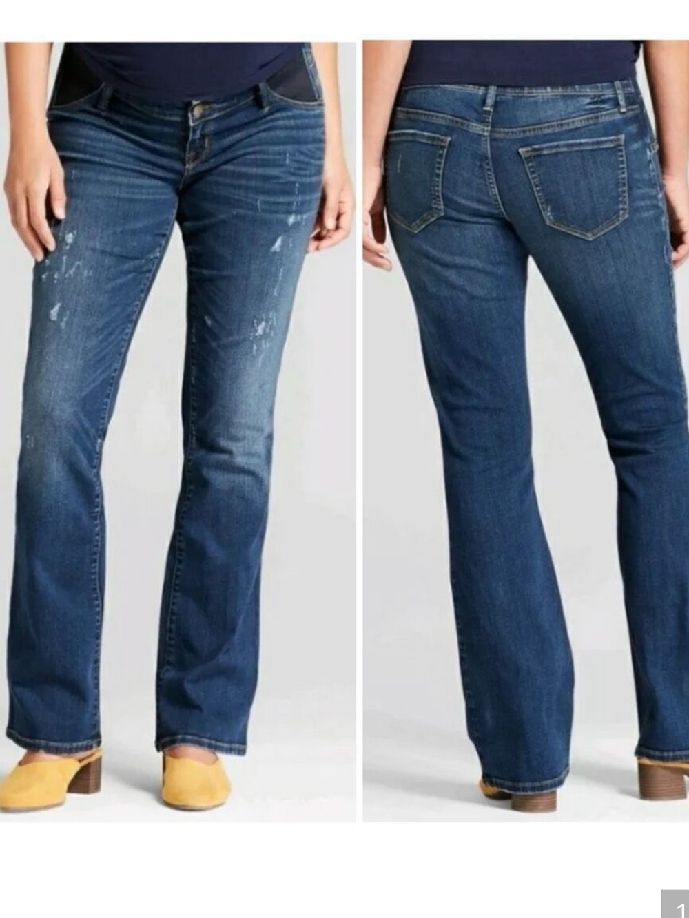 Isabel Maternity Distressed Dark Wash Denim Low Rise Skinny Bootcut Jeans Sz 00